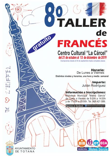 El 8 Taller de Conversacin en Francs para nios y jvenes se llevar a cabo del 21 de octubre al 13 de diciembre en el Centro Sociocultural 
