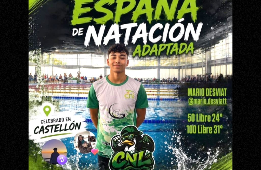 El nadador totanero Mario Desviat brilla en el Campeonato de Espa�a de Nataci�n Adaptada